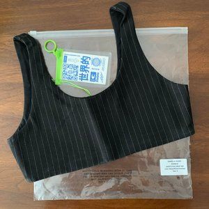 Danielle Guizio Black Pinstripe Top